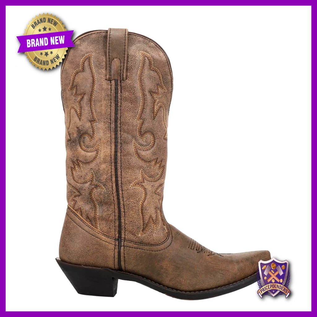Vintage Goat Leather Cowboy Boots With Cushion Insole For Wider Calves